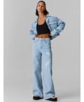 Джинсы Wide leg женские голубые с принтом Цвет: светло -голубой