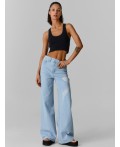 Джинсы Wide leg женские голубые с принтом Цвет: светло -голубой
