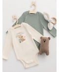 БОДИ ДЕТСКОЕ (2ШТ.) Цвет: молочный +хаки +печать