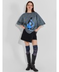 Футболка женская серая с принтом оверсайз Цвет: ACID WASH на железе +печать1
