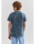 Футболка для мальчиков серая прямого кроя Цвет: ACID WASH графит +печать