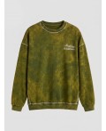 Свитшот мужской зеленый с обработкой эйсид Цвет: ACID WASH желтый +печать