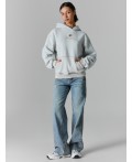 Теплое худи женское серое с начесом Цвет: ACID WASH пепельный +печать