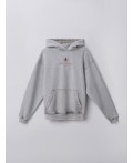 Теплое худи женское серое с начесом Цвет: ACID WASH пепельный +печать
