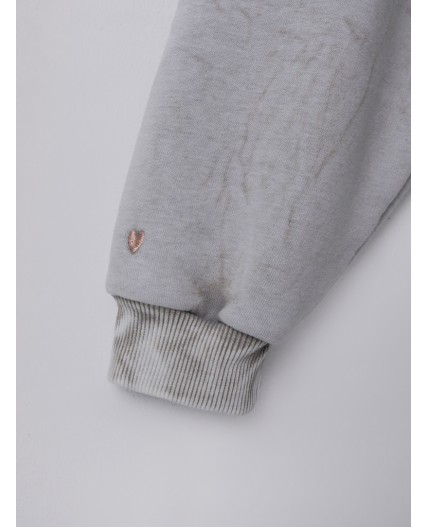 Теплое худи женское серое с начесом Цвет: ACID WASH пепельный +печать
