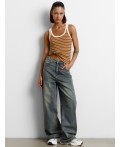Джинсы женские baggy fit синие с эффектом выцветания Цвет: синий +тинт