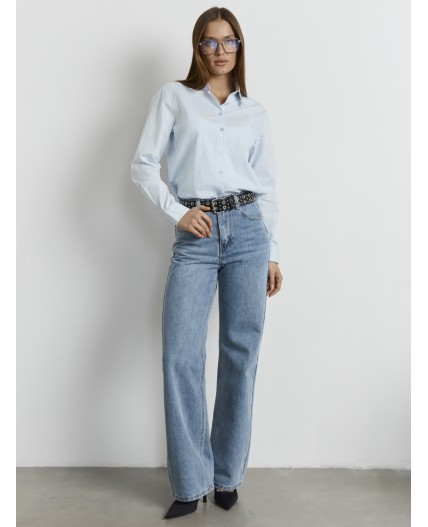Джинсы женские Wide leg fit синие с высокой посадкой Цвет: голубой