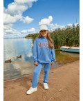 худи для девочек голубое с надписью keep on shining Цвет: пыльно -голубой +печать