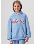 худи для девочек голубое с надписью keep on shining Цвет: пыльно -голубой +печать