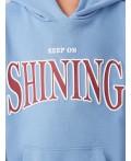 худи для девочек голубое с надписью keep on shining Цвет: пыльно -голубой +печать