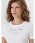Футболка женская белая с надписью Honey Bunny Цвет: белый +печать