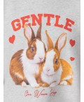 Худи для девочек серое с принтом и надписью gentle Цвет: серый меланж 4306-А +печать1