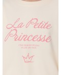 Свитшот для девочек бежевый с надписью La petite Princesse Цвет: топленое молоко +печать