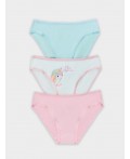 Трусы для девочек в наборе, 3 шт Цвет: белый +печать5