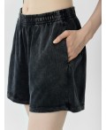 Шорты женские серые с обработкой эйсид Цвет: ACID WASH серый