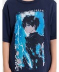 Футболка для мальчиков синяя с принтом Цвет: глубокий синий +печать