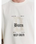 Футболка мужская кремовая с принтом и надписью Burn Цвет: св.молочный +печать