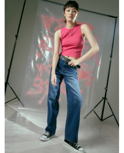 Джинсы женские Wide leg fit синие  Цвет: синий