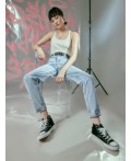 Джинсы женские Mom fit голубые  Цвет: голубой
