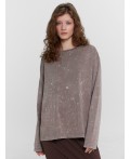 Джемпер женский коричневый с обработкой эйсид Цвет: ACID WASH коричневый