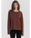 Лонгслив женский коричневый в полоску  Цвет: полоска на капучино