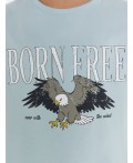 Футболка для мальчиков голубая с принтом и надписью Born free Цвет: голубая дымка +печать