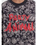Свитшот для мальчиков серый с принтом и надписью Party animal Цвет: персонажи на графитовом