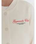 Бомбер для девочек кремовый с надписью gymnastic club Цвет: молочный +печать