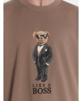 Футболка мужская бежевая с принтом Like a boss Цвет: мокко +печать
