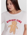 Пижама женская с принтом biscuit time Цвет: белый +звездочки на красном