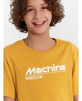 Футболка для мальчиков желтая с надписью Machine winners club Цвет: манго +печать