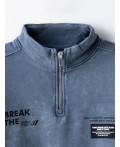 Толстовка для мальчиков синяя с обработкой эйсид Цвет: шторм acid wash+печать1