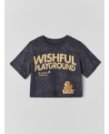 Комплект домашний для девочек серый с обработкой эйсид  Цвет: серый acid wash +печать