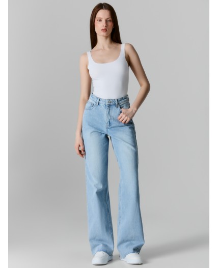 Джинсы женские wide leg голубые с высокой посадкой Цвет: голубой