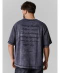 Футболка мужская серая с обработкой эйсид Цвет: ACID WASH графит +печать1