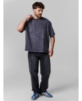 Футболка мужская серая с обработкой эйсид Цвет: ACID WASH графит +печать1