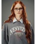 Свитшот женский оверсайз серый Цвет: ACID WASH на грозе +печать
