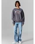 Свитшот женский оверсайз серый Цвет: ACID WASH на грозе +печать