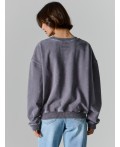 Свитшот женский оверсайз серый Цвет: ACID WASH на грозе +печать