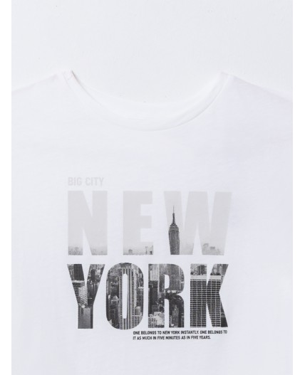 Футболка для мальчиков белая с надписью New York из хлопка Цвет: белый +печать4