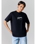 Футболка женская черная с надписью на белорусском оверсайз  Цвет: черный +печать10
