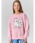 Свитшот для девочек розовый с надписью Some bunny loves you Цвет: пыльно -розовый +печать