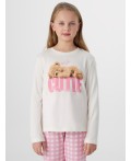 Комплект для девочек розовый с надписью Cutie beauty Цвет: св.молочный +бело -розовая клетка
