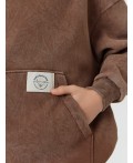 Теплое худи для мальчиков коричневое с начесом Цвет: ACID WASH коричневый