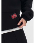 Теплое худи женское черное с начесом Цвет: черный +печать