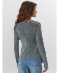 Лонгслив женский черный с обработкой эйсид Цвет: ACID WASH металлический