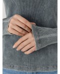 Лонгслив женский черный с обработкой эйсид Цвет: ACID WASH металлический