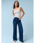 Джинсы женские wide leg темно-синие со средней посадкой Цвет: темно -синий