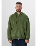 Толстовка мужская на молнии зеленая  Цвет: ACID WASH травяной