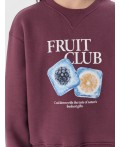 Свитшот для девочек бордовый с надписью Fruit club Цвет: ежевичный +печать